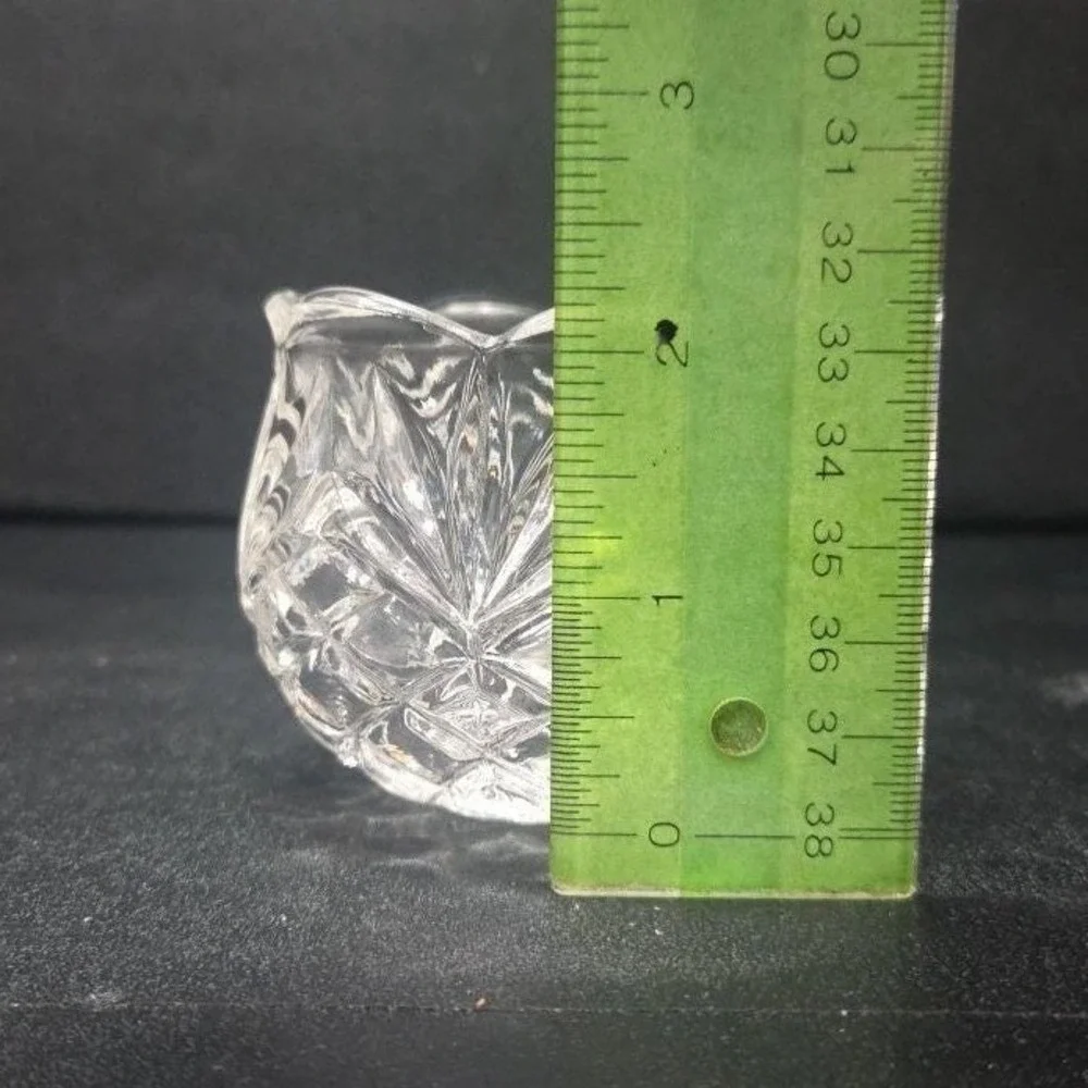 Crystal Clear Pineapple‎ Design Candleholder, Vintage Diamond Pressed Glass
